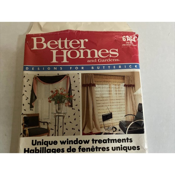 UNCUT Butterick 6764 Pattern BETTER HOMES & GARDENS ~ UNIQUE WINDOW TREATMENTS - Picture 2 of 5